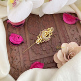 Vriksham Peacock Red White Stone Saree Pin-Saree Brooch-G17329